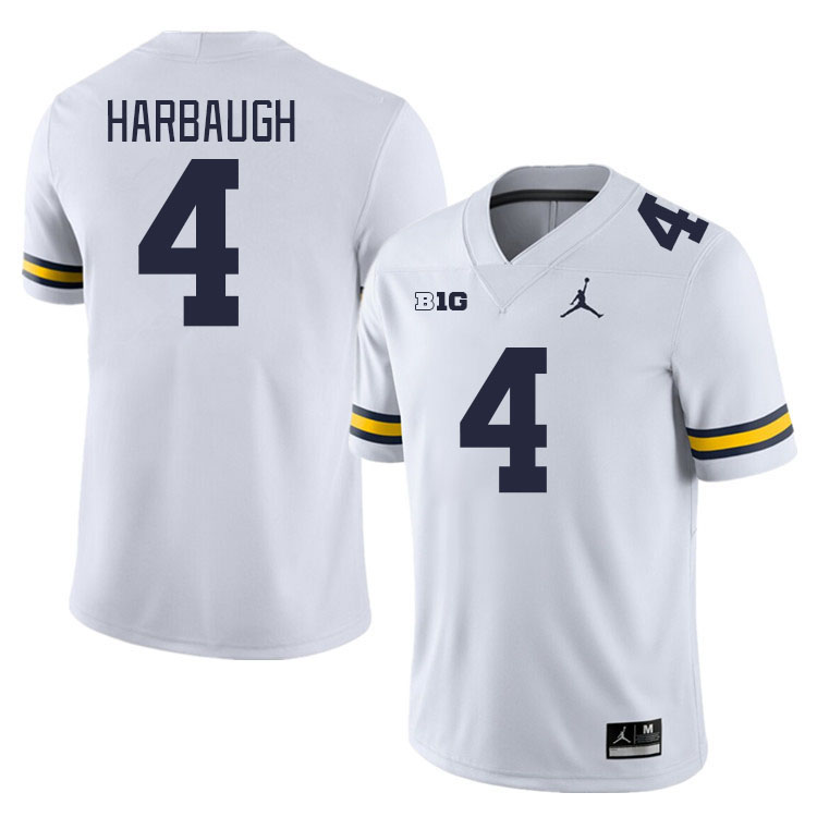 Michigan Wolverines #4 Jim Harbaugh College Football Jerseys Stitched Sale-White